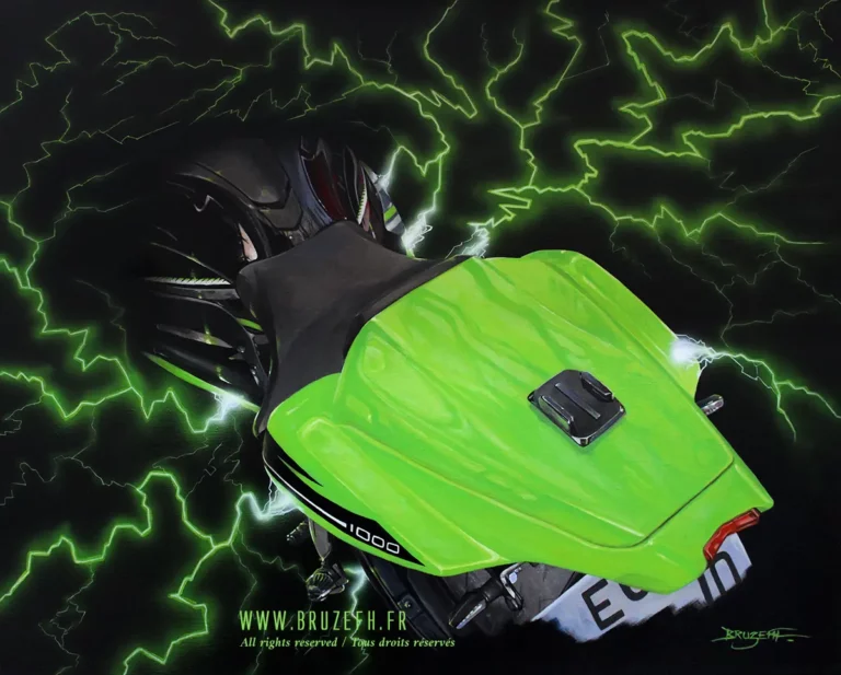 Kawasaki Ninja 1000 ZX-10R - Peinture acrylique sur toile par Bruzefh