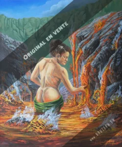 "Dame des Laves", peinture sur toile de Bruzefh