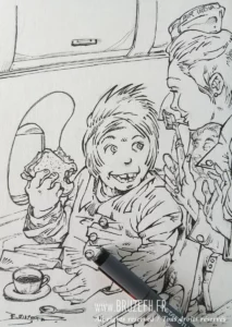 "Vous avez oublié votre brosse à dents ?", par Bruzefh - Quelques étapes de réalisation du dessin