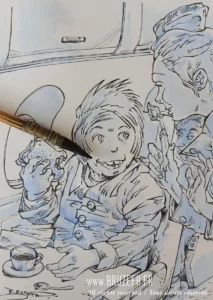 "Vous avez oublié votre brosse à dents ?", par Bruzefh - Quelques étapes de réalisation du dessin